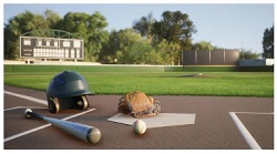 野球場と野球の道具